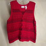 RUSS Women's Fair Isle Red Button front Sleeveless Grandma Sweater Vest |Sz:XL Photo 7