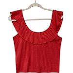 BP . Ruffle Rib Knit Tank Pink Coral Ruffle Size Large Sz L New Without Tag Photo 4