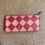 Prada Authentic  vintage Y2K Saffiano leather checkered long wallet pink gold Photo 2