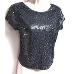 EXPRESS 🆕 silver sequin cropped cap sleeve… Photo 4