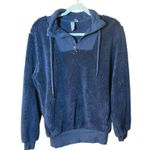 Sweaty Betty  Faux Shearling Quarter Zip Pullover sz 8 Navy Blue Photo 8
