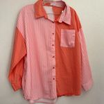 Pink Lily Pink Lilly color blocked stripes button down shirt XL Photo 0