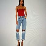 NBD  Zhora Red Ribbed Straoless Bodysuit 0145 Photo 2