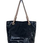 Michael Kors Black Jet Set Patent Leather Monogram Tote Shoulder Bag Photo 8