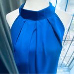 NWOT Royal Blue Woman’s Dress. Light Sleeveless Halter Neck Crepe Midi Dress Photo 2