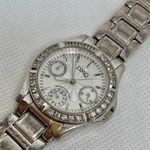 DMQ women silver tone watch 31mm rhinestones quartz bracelet size 6.5” running Photo 1