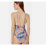 Trina Turk  Moroccan Paisley Knot Front High Leg One Piece Swimsuit Size 10 Photo 1