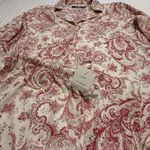 Ralph Lauren Lauren  PJ Pajama Set Shirt & Pants Cream Red Pink Paisley M Medium Photo 3