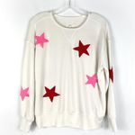 Lou & grey Lou & Gray Cream Terrycloth Pink & Red Star Print Pullover Sweater Top Photo 0