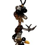 Retro Bee Rose Bird Bead Cluster Necklace Extra Long Y Drop 32" Boho Bohemian Photo 11