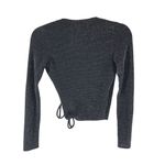 Urban Outfitters  Wrap Top Long Sleeve Metallic Sparkle Glitter Black Silver S Photo 1