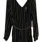 E&M Striped Romper Long Sleeve Chain Belt V Photo 0
