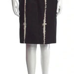 Jenni Kayne 854  Black Cotton Pencil Skirt Beige Abstract Stripes Lined Midi Photo 0