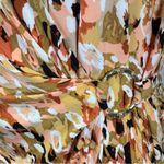 Kasper  abstract print gold ring side gather sheath dress size 14 Photo 4