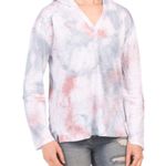 Cynthia Rowley 100% Linen Tie Dye Boho Hoodie Red White Blue M Photo 6