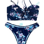 Cupshe  Floral Print Tie Front Swimsuit Two Piece Bathing Suit‎ Medium Photo 0