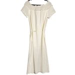 Line and Dot White Short Sleeve Bohemian Maxi Dress Women Sz S Photo 1