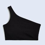 Madewell Ribbed One-Shoulder Longline Bikini Top Black Size Small Photo 1