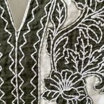 Chico's Chico’s Linen Blend Moss Green Floral Applique Tunic Top 2 12 M Photo 2