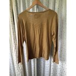 Anthropologie MaEve NWT Kenley Mini Pleats Neckline Stripe Long Sleeve Top L Photo 4