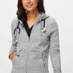 FIGS  On Shift Full Zipper Hoodie Sweatshirt in Heathered Grey size Medium Photo 0