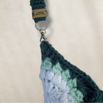 Handmade  Crochet Lined Crossbody Bag Green and White Photo 5