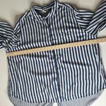 Jane and Delancey Striped Button Down Shirt 1X Blue Long Sleeve Coastal Preppy Photo 7