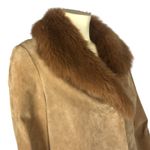 Dennis Basso Y2K Boho penny lane Suede leather jacket fur collar bell cuffs XS Photo 3