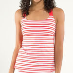 Lululemon  Red‎ White Striped Racerback Track And Train Tank Top Photo 0