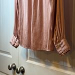 Paige  Pink Smocked Shoulder Button Front Blouse Shirt Top Long Sleeve Size S Photo 6