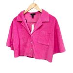 AQUA  Swim‎ Size Small Shirt Collared Pocket Terrycloth Crop Top Pink NEW Photo 1