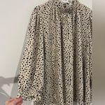 Women Top 2XL Plus Size Animal Print Ruffle Business Career Blouse Top Mob Wife Tan Size L Photo 2