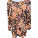 Ralph Lauren Lauren  Women's Large Silk Paisley Print Long‎ Sleeve Tunic Top Photo 0