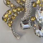 Large Vintage Bow Brooch Pin Yellow Photo 4