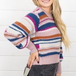 Z Supply  Ashville Striped Balloon Sleeve Striped Sweater Size Small Photo 8