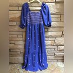 In Bloom EMMIE EMBROIDERED MAXI DRESS Blue Pink Large Cottagecore boho FP Photo 2