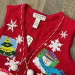 American Vintage Vintage Deadstock Christmas Cottage Knit Sweater Zip Vest Womens Size Large Photo 2
