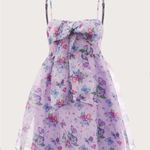 SheIn Cami Dress Floral Print Bow Tie Front No Stretch Mini Dress Sz M Like New! Photo 3