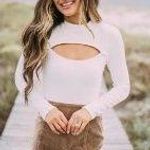 These Three Boutique Key Hole Cut Out Mock Next Bodysuit  Photo 1