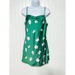Princess Polly Women's Floral Satin Slip Mini Dress Green Size 6 Photo 1