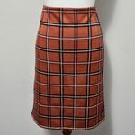 LOFT Outlet Orange & Brown Windowpane Plaid Aline Skirt Size Large Academia Photo 1