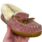 L.L.Bean Wicked Good Shearling Lined Suede Moccasin Slippers Ash Rose Womens 5M Photo 12