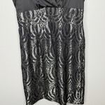 Donna Ricco  Black Lace Cocktail Dress Champagne Metallic Ruffle Sleeveless 12 Photo 4
