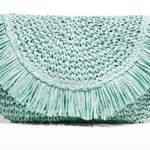 BTB Los Angeles Riley Fringe Straw Clutch Bag Blue Photo 0