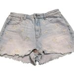 American Eagle  Outfitters Light Blue Embroidered Jean Shorts Photo 0