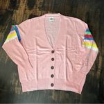 st. john's bay Womens Pink Button Front Retro Stripe Cardigan Sweater PXL NWOT Photo 0
