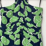 Tory Burch Eloriane Navy/Green Leaf Print Silk Halter Dress Size 4 Photo 3