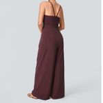 Halara Breezeful Backless Side Zipper Pocket Wide Leg Jumpsuit Amaranth M Tall Photo 1