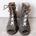 mix no. 6 Green Lace Up Peep Toe Block Heels Size 8.5 Photo 1