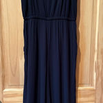 Loft  Jumpsuit Womens S Black Sleeveless Ruffle Neck Wide Leg Pockets Lightweight Photo 0